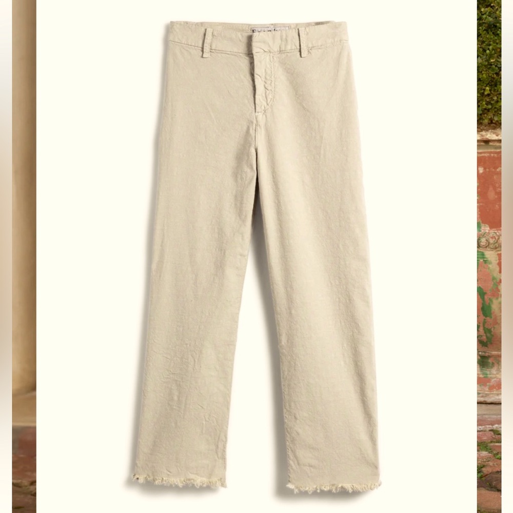 Frank & Eileen Cropped Raw-Hem Ankle Pants in Light Taupe
